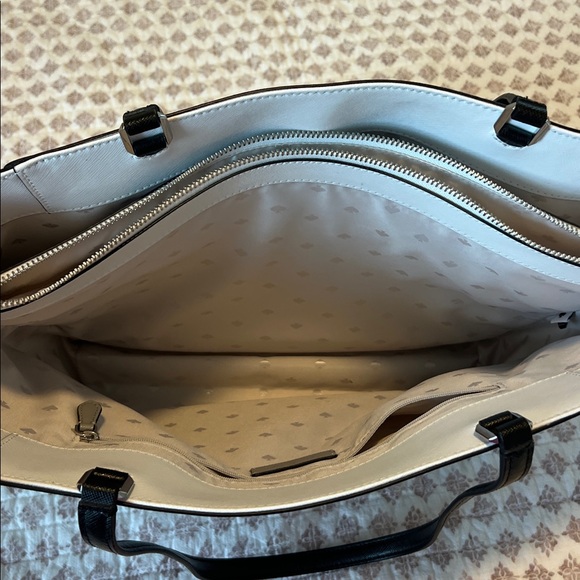 Kate Spade New York Staci Colorblock Laptop Tote Bag Nimbus Grey White Black - Picture 11 of 16